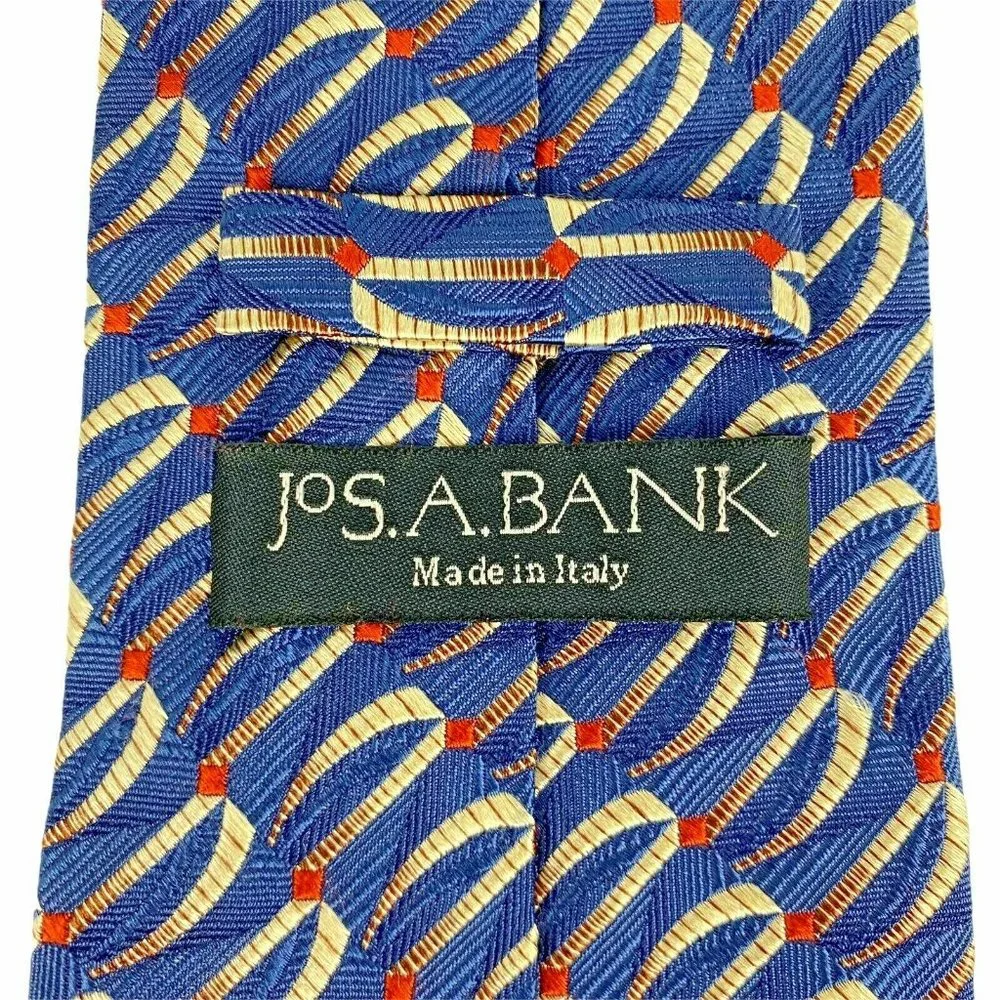 JOS‎ A BANK Blue Gold Interlocking Geometric Tie